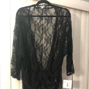 NWT LLR Lindsay Black Lace Cover Up